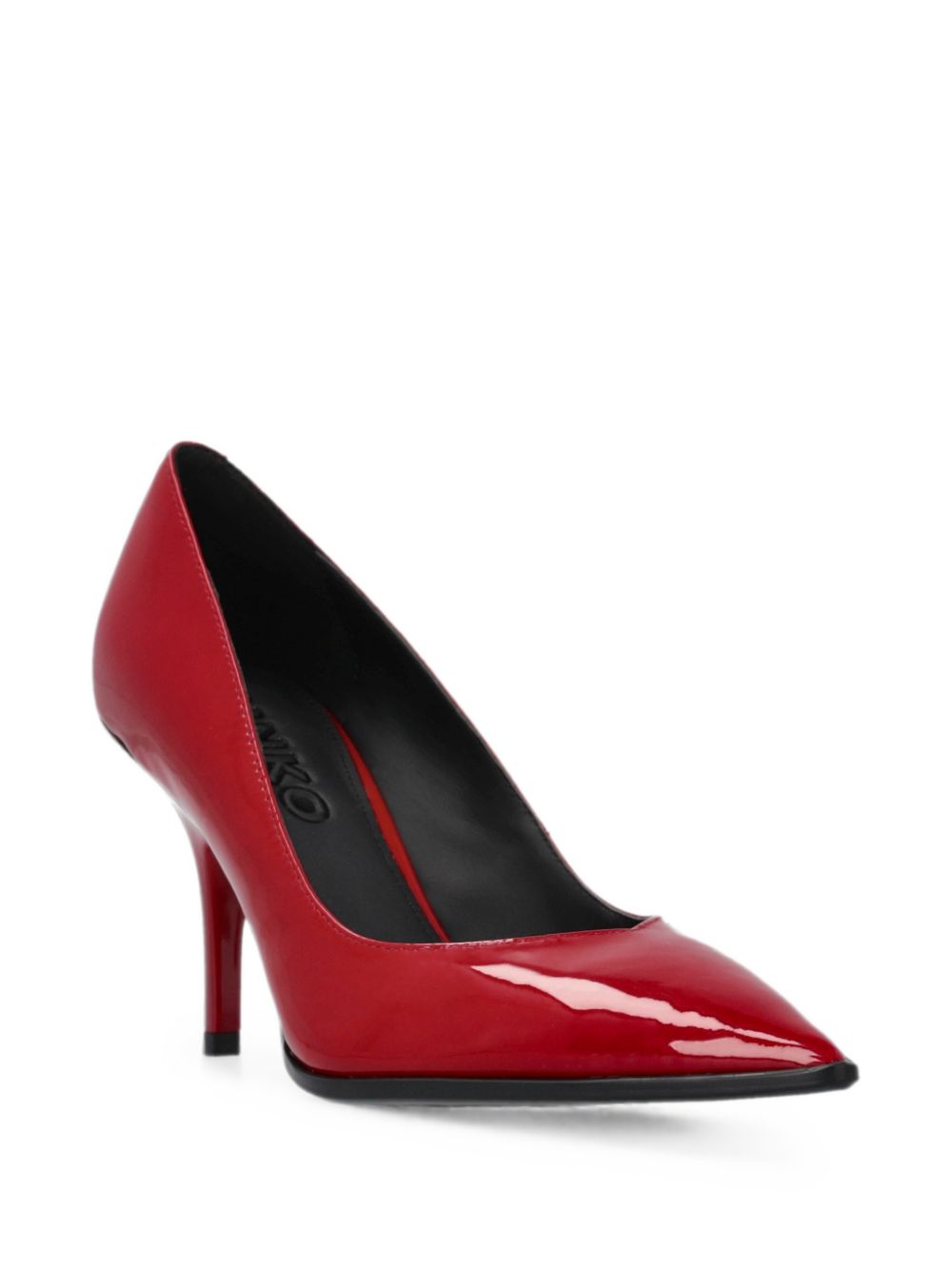 Pinko Décolleté Lady rosse in pelle lucida con dettaglio argento sul tallone, view 2