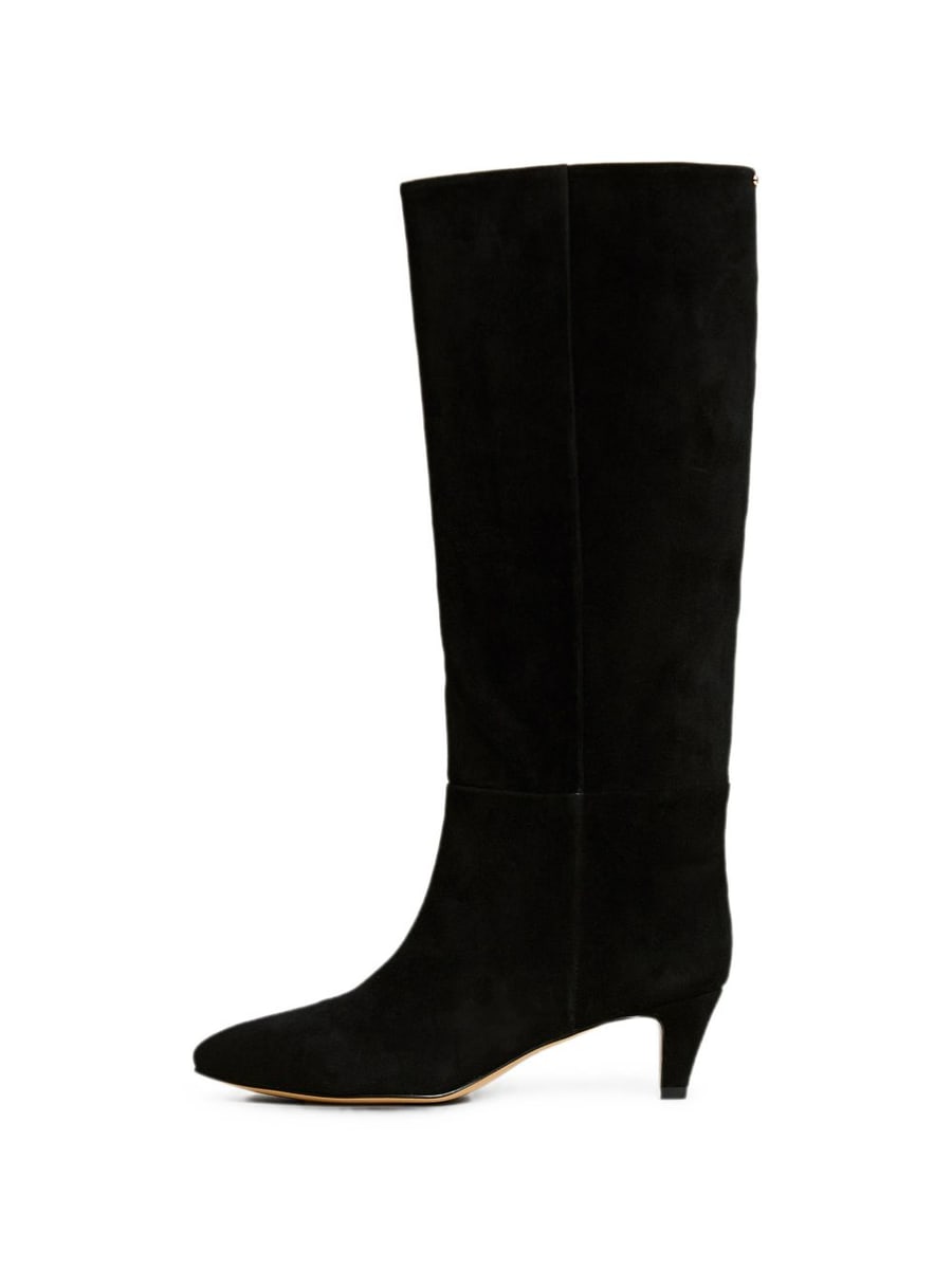 Twinset Stivale alto nero in suede ecopelle con tacco e punta stondata