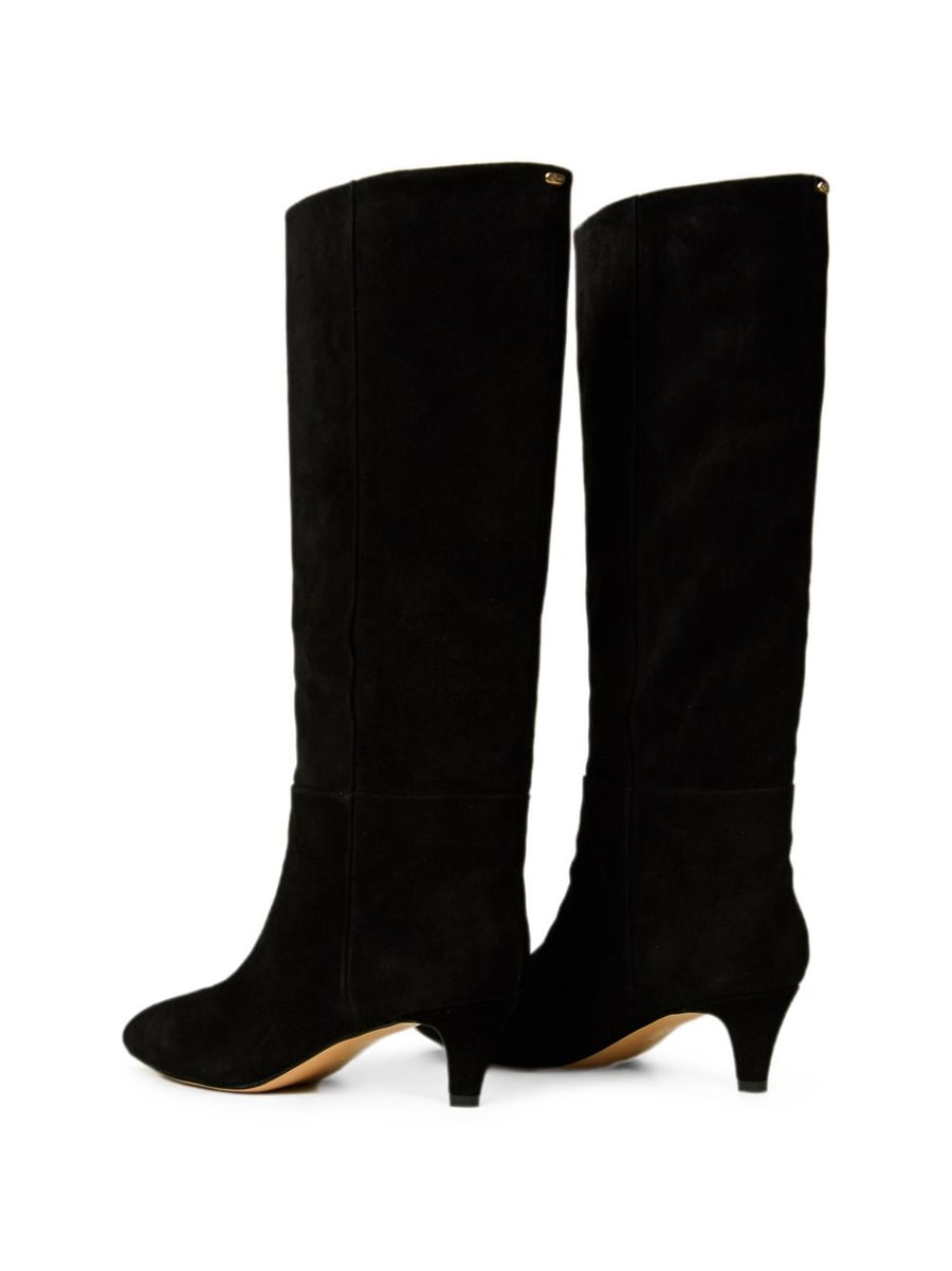 Twinset Stivale alto nero in suede ecopelle con tacco e punta stondata, view 4