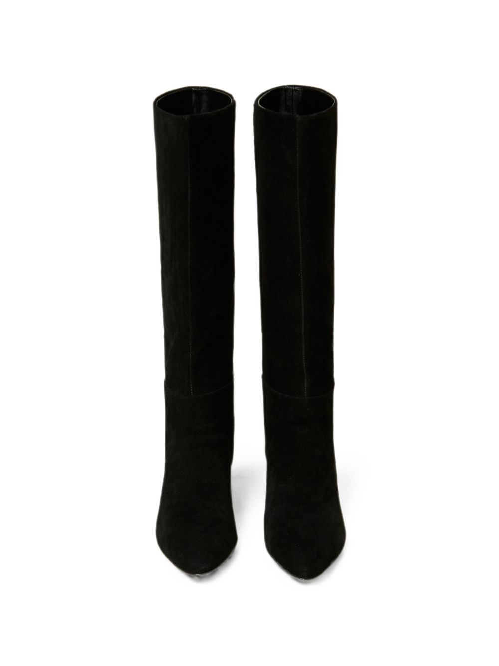 Twinset Stivale alto nero in suede ecopelle con tacco e punta stondata, view 2