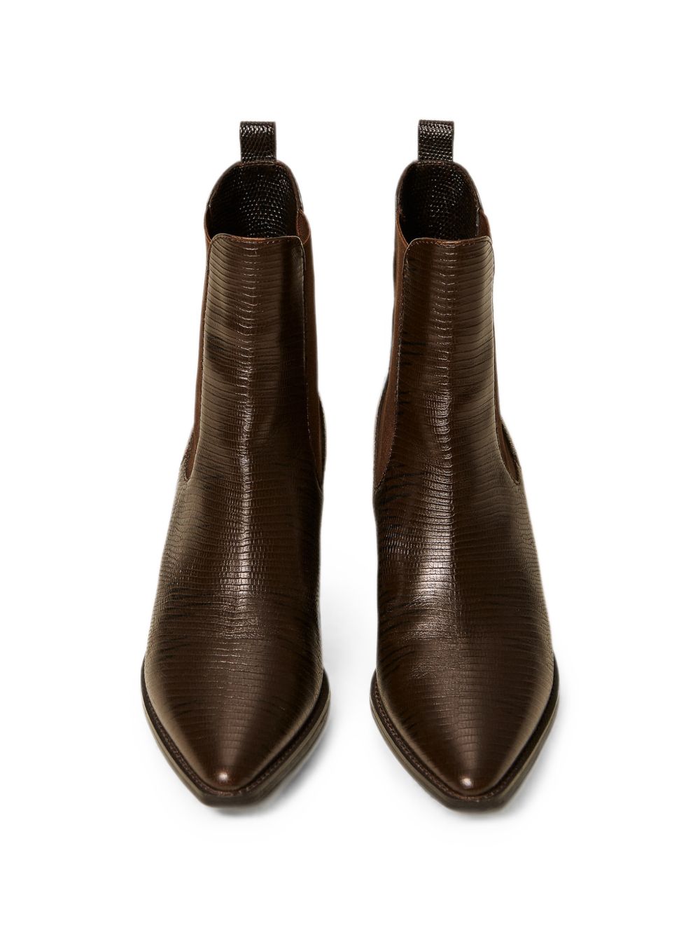 Twinset Stivaletto texano marrone a punta con texture elastica, view 2