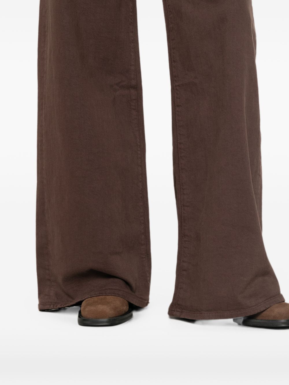 MOTHER Jeans The Undercover Sneak marroni a gamba larga, view 2