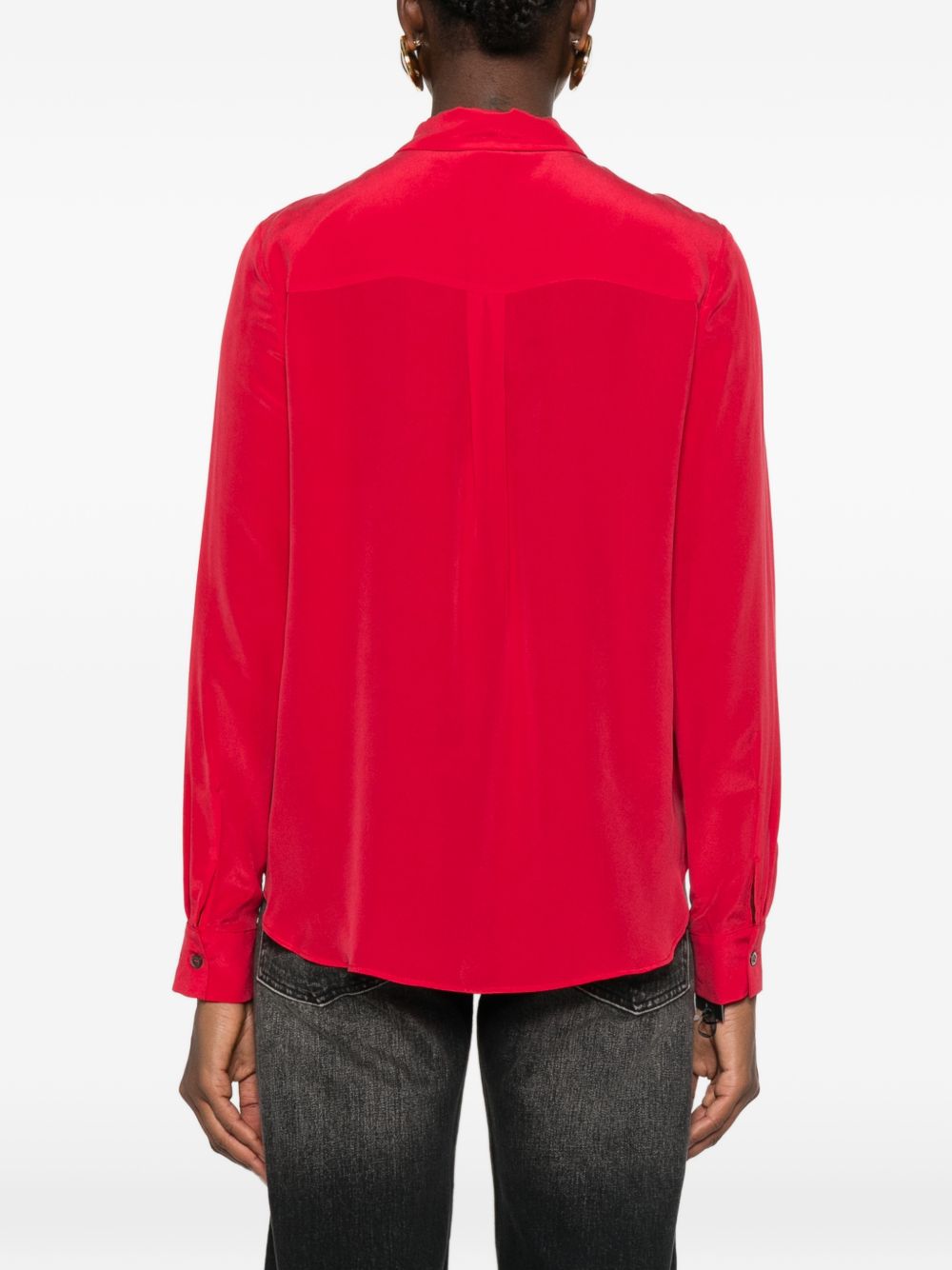 Pinko Camicia classica rosso ciclamino in seta leggera, view 2
