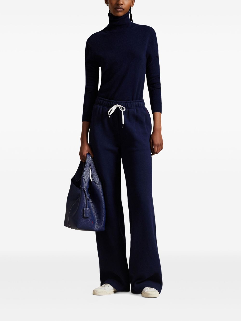 Polo Ralph Lauren Pantaloni sportivi blu in cotone con coulisse e logo ricamato, view 2