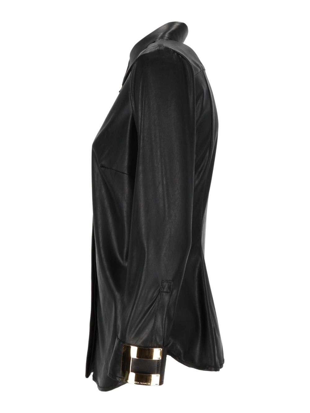 Elisabetta Franchi Camicia nera effetto pelle, view 2