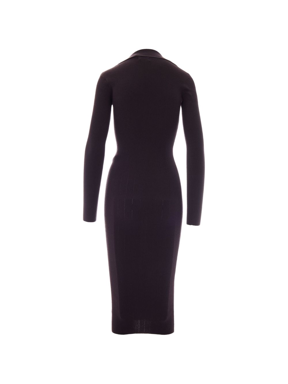 Elisabetta Franchi Abito midi slim marrone con scollo a V, view 2