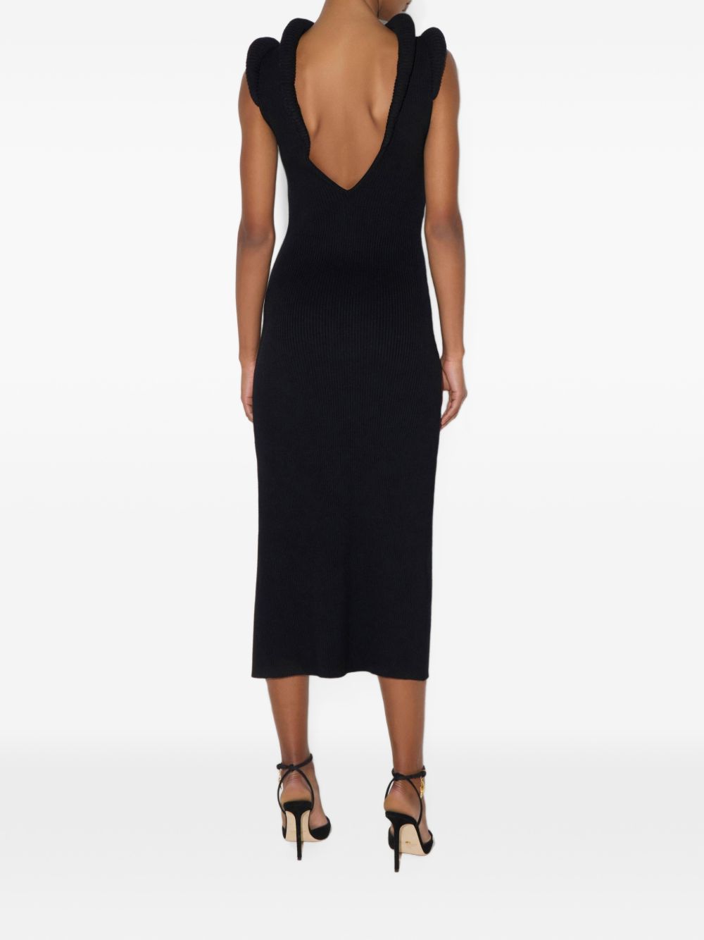 Elisabetta Franchi Abito lungo elegante con spacco laterale e spalline strutturate, view 2