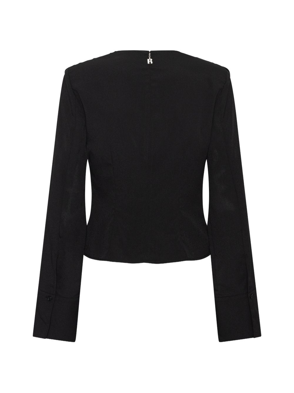 ROTATE Maglia nera con scollo drappeggiato, view 2