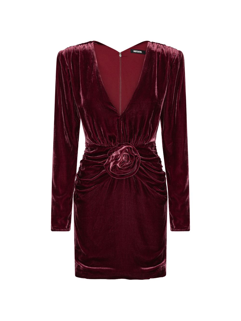 ROTATE Abito elegante rosso in velluto con scollo a V