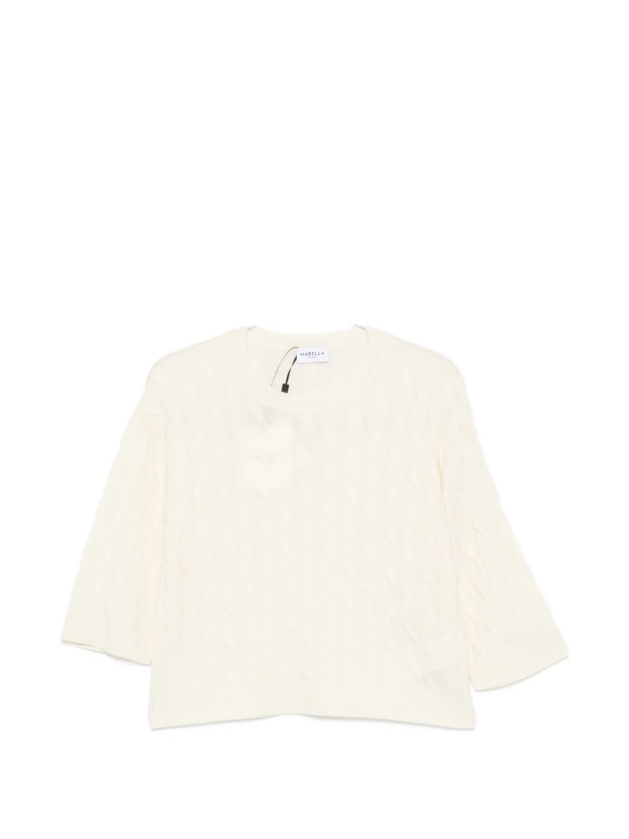 MARELLA SPORT Maglia panna Radura con trama intrecciata in lana misto cashmere