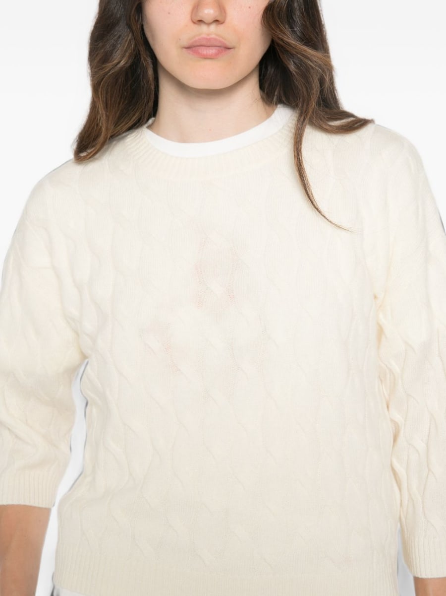 MARELLA SPORT Maglia panna Radura con trama intrecciata in lana misto cashmere, view 3