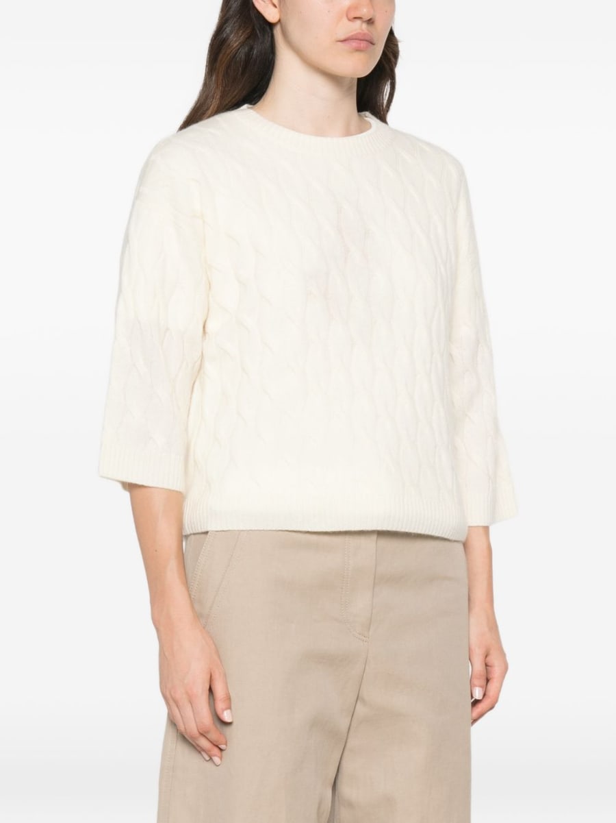MARELLA SPORT Maglia panna Radura con trama intrecciata in lana misto cashmere, view 5