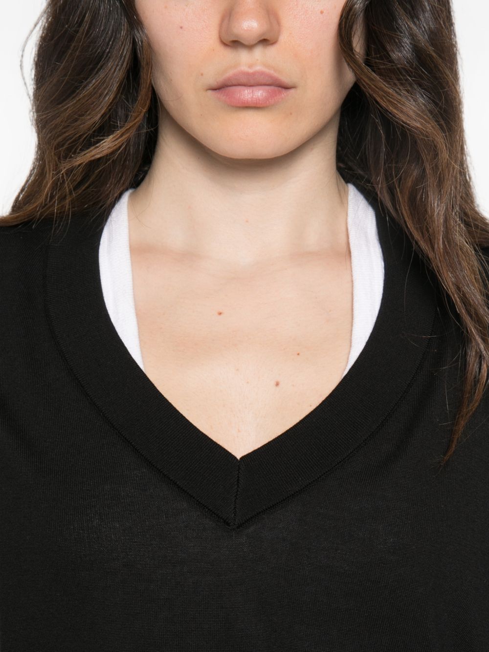 MARELLA SPORT Maglia Facella con scollo a V nera in lana misto cashmere, view 2