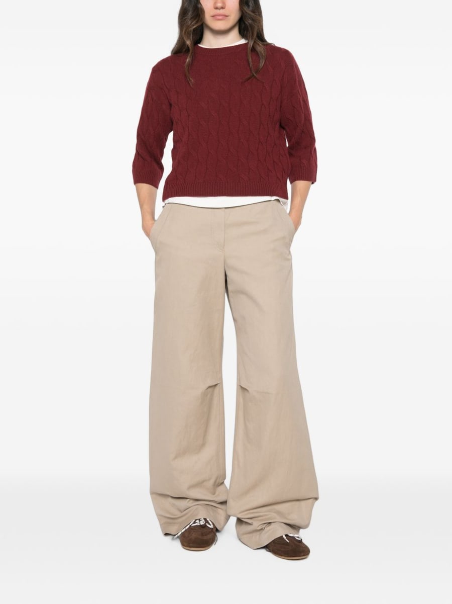 MARELLA SPORT Maglia rosso Radura mattone con trama intrecciata in lana misto cashmere, view 2
