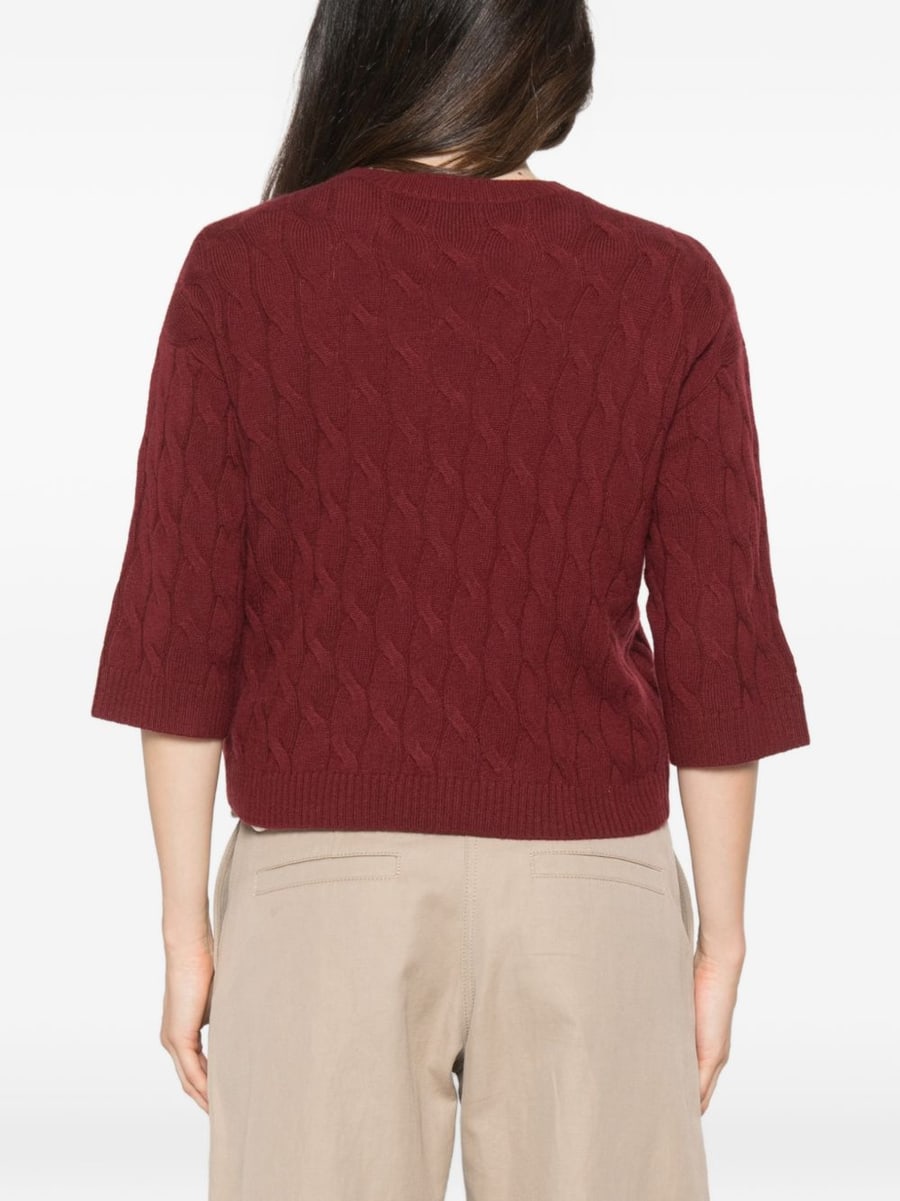 MARELLA SPORT Maglia rosso Radura mattone con trama intrecciata in lana misto cashmere, view 3