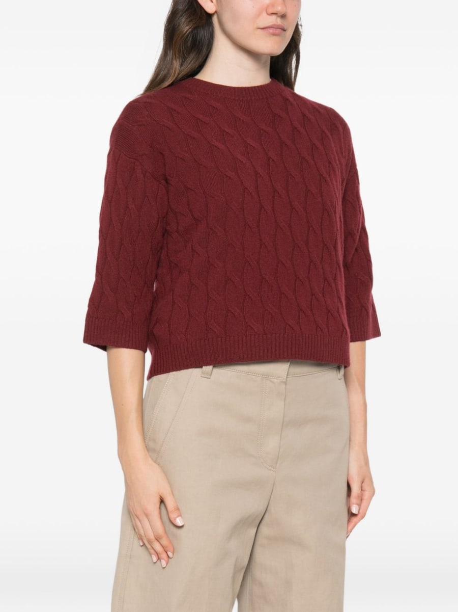MARELLA SPORT Maglia rosso Radura mattone con trama intrecciata in lana misto cashmere, view 5