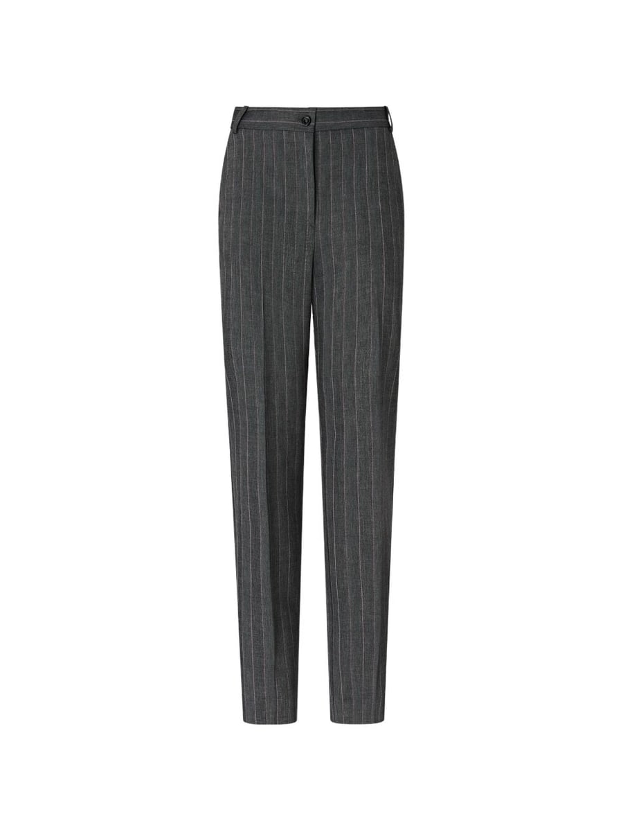 Pinko Pantaloni eleganti Pleione gessati grigi e rosa in misto lana