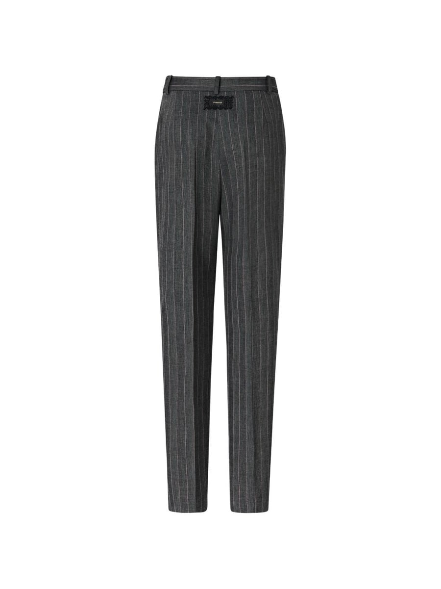 Pinko Pantaloni eleganti Pleione gessati grigi e rosa in misto lana, view 2