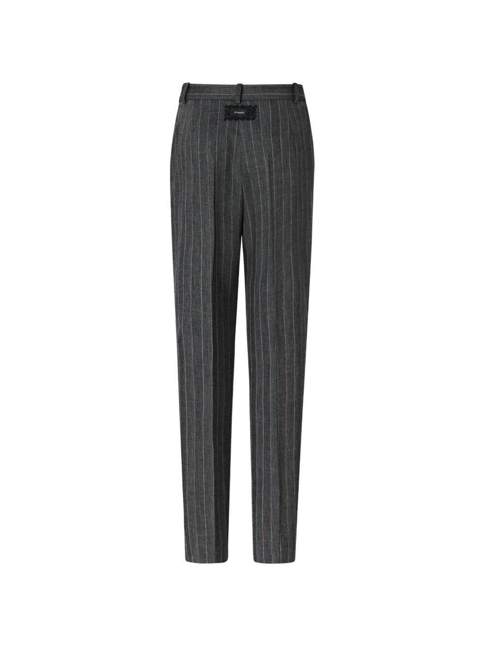 Pinko Pantaloni eleganti Pleione gessati grigi e rosa in misto lana, view 2