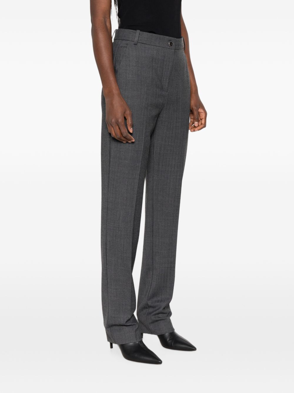 Pinko Pantalone grigio con pinces in misto lana, view 2