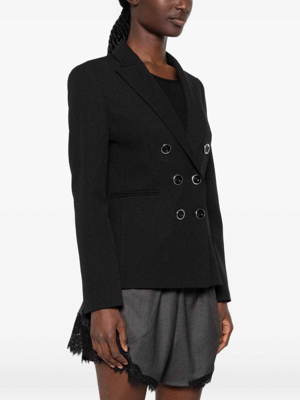 Pinko Giacca blazer nera doppiopetto con tasche, view 2