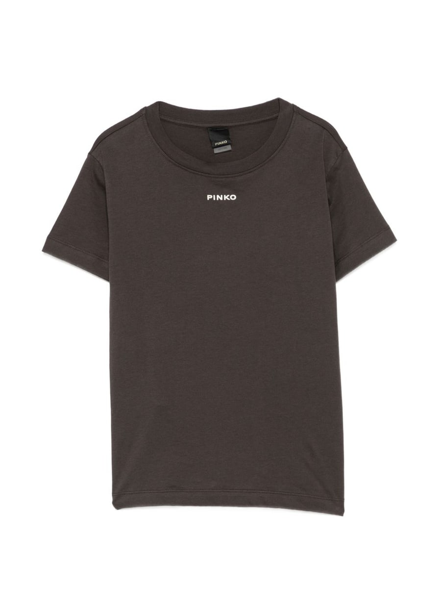 Pinko T-shirt basic marrone in cotone a maniche corte
