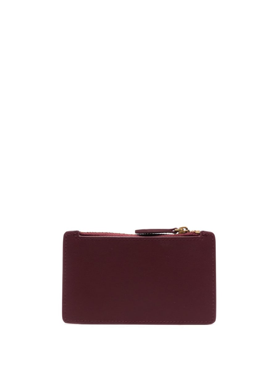 Pinko Portacarte Airone in pelle bordeaux con placca logo, view 3