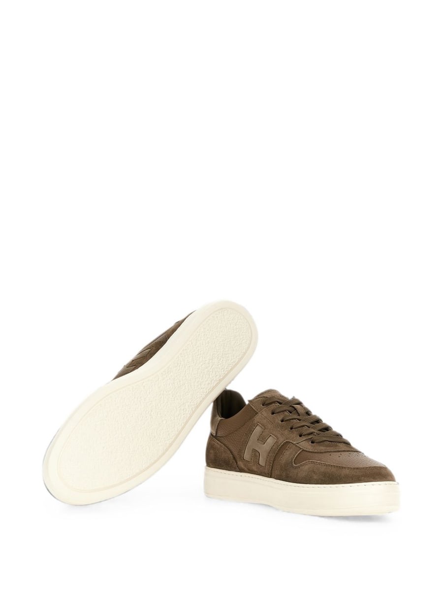 Hogan Sneakers marroni con inserti in suede e logo laterale, view 5