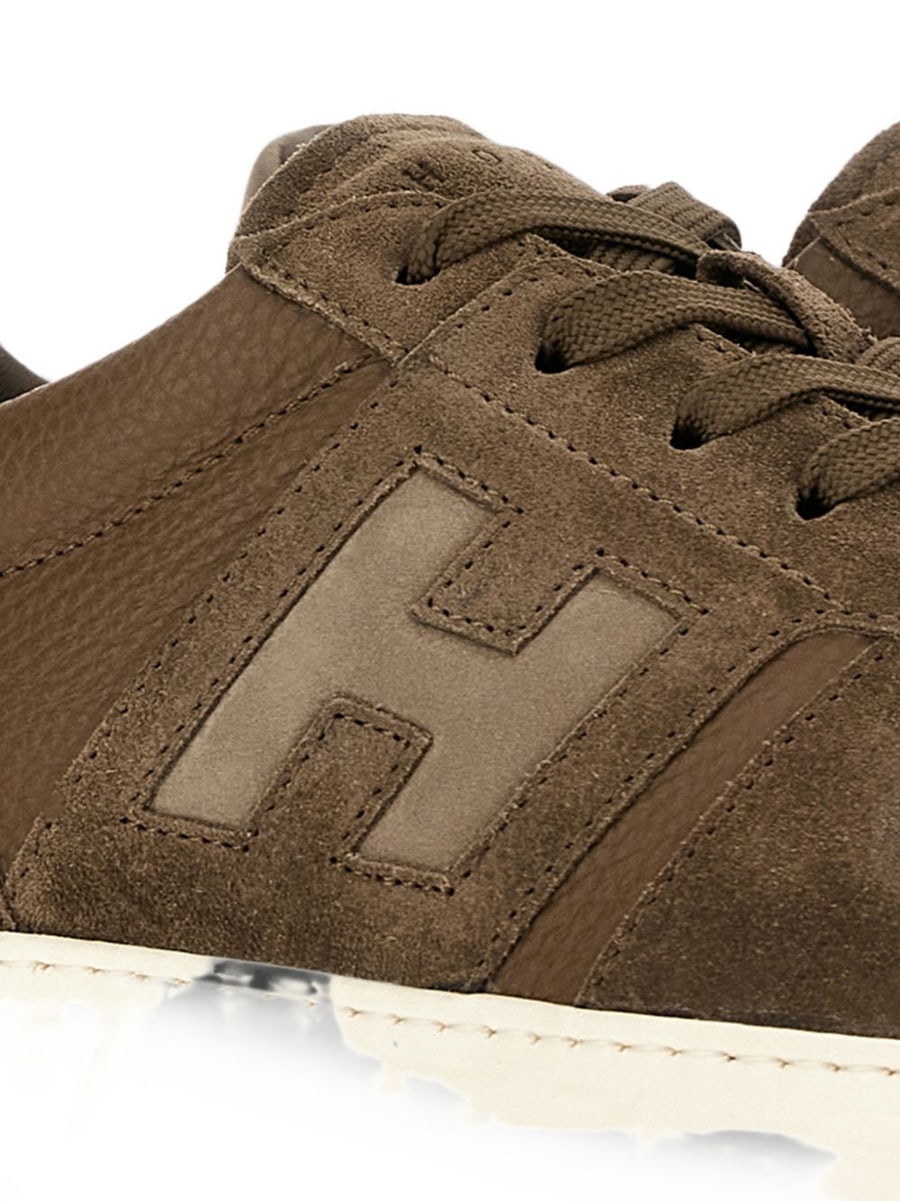 Hogan Sneakers marroni con inserti in suede e logo laterale, view 6