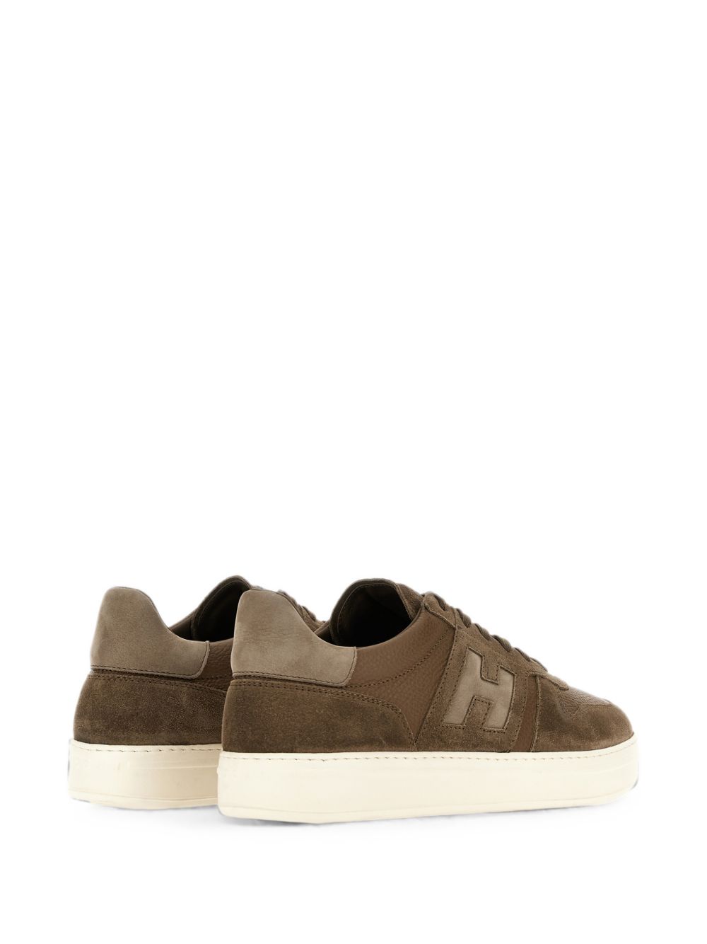 Hogan Sneakers marroni con inserti in suede e logo laterale, view 2