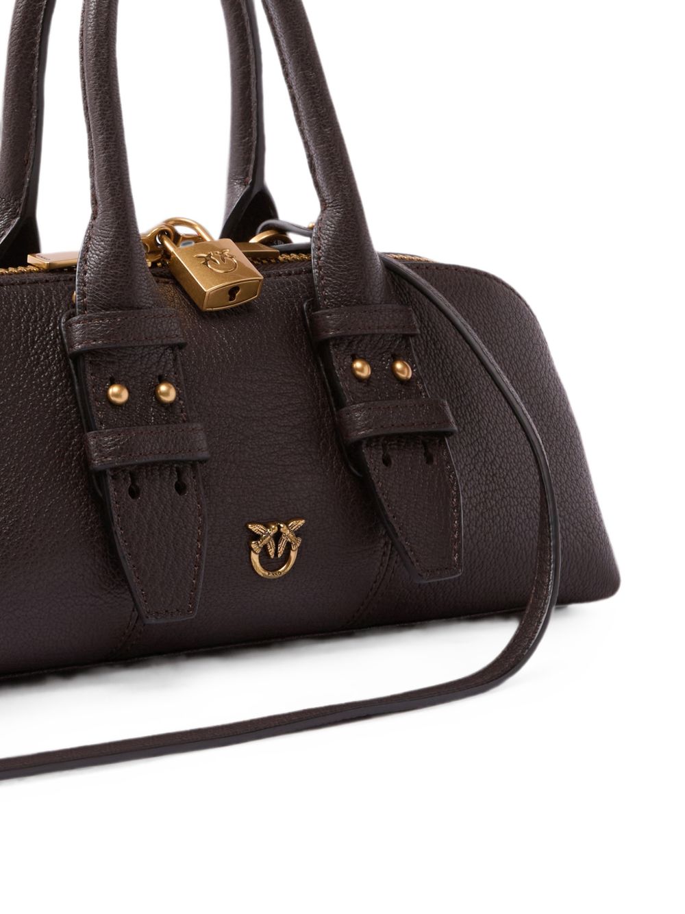 Pinko Borsa bowling in pelle martellata marrone, view 2