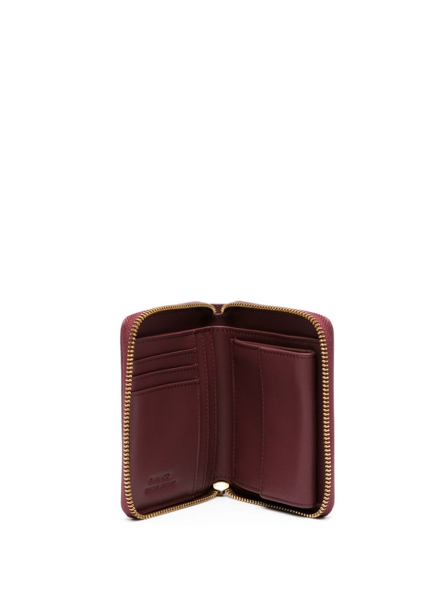 Pinko Portafoglio Taylor con zip in pelle color mattone, view 2