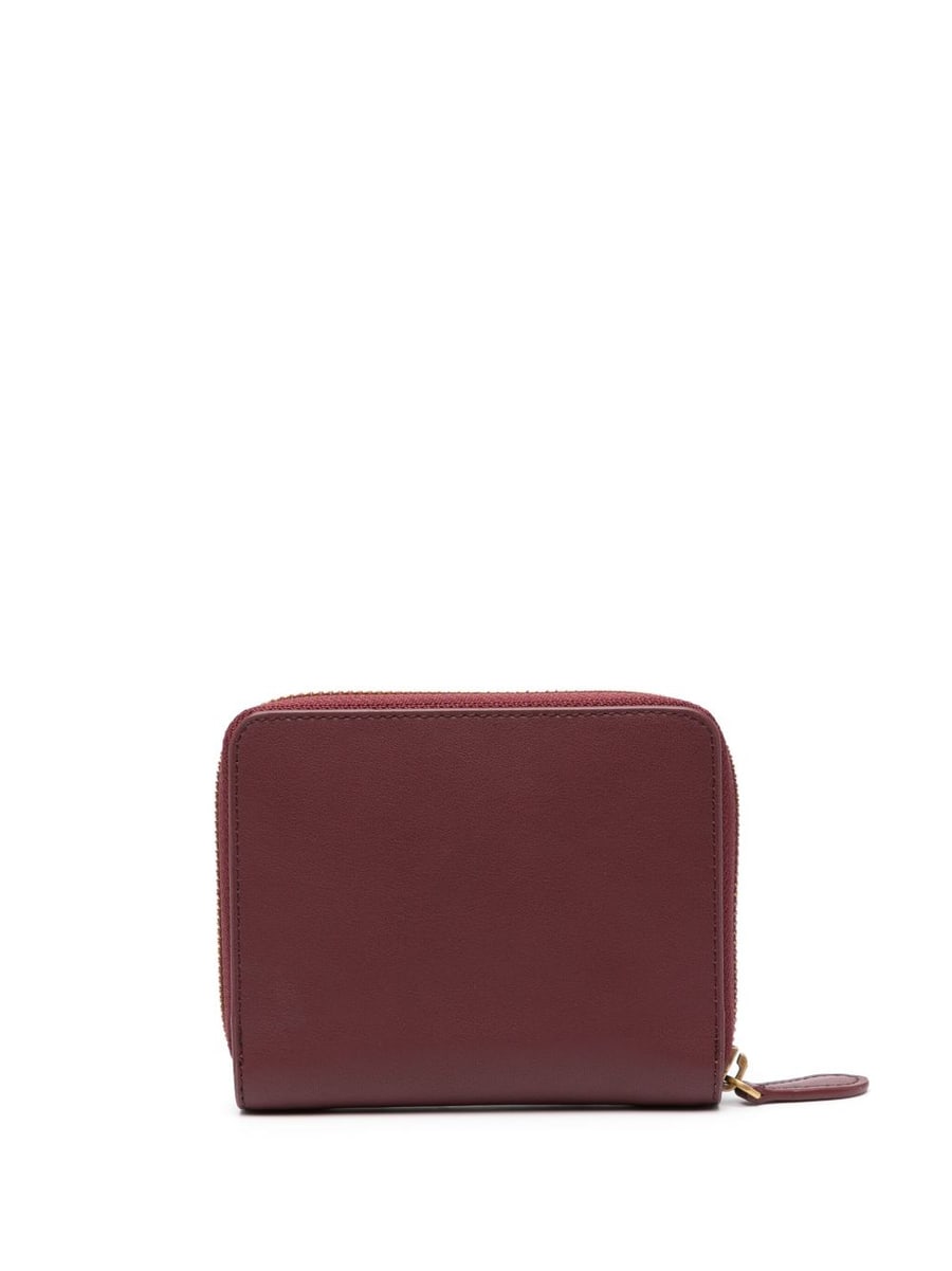 Pinko Portafoglio Taylor con zip in pelle color mattone, view 3