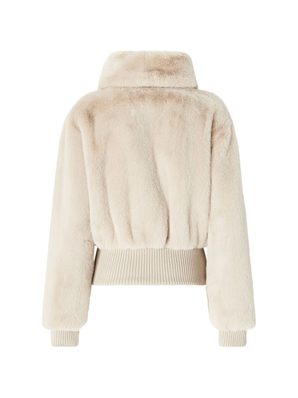 Pinko Bomber Bagels in ecopelliccia beige chiaro con cappuccio, view 2