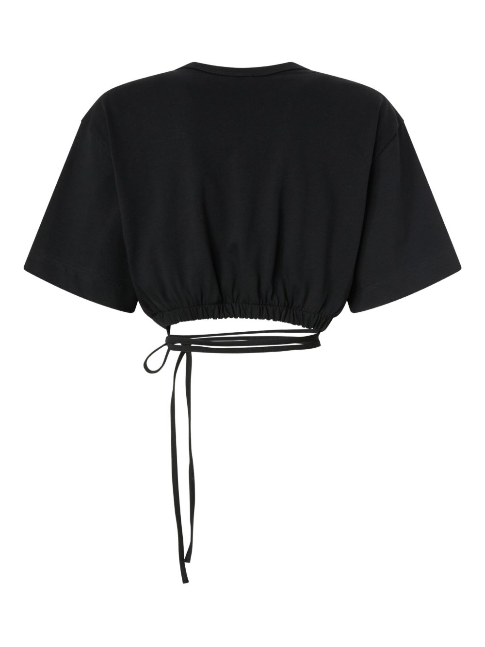 Pinko Top crop nero Ariano con lacci in vita, view 2