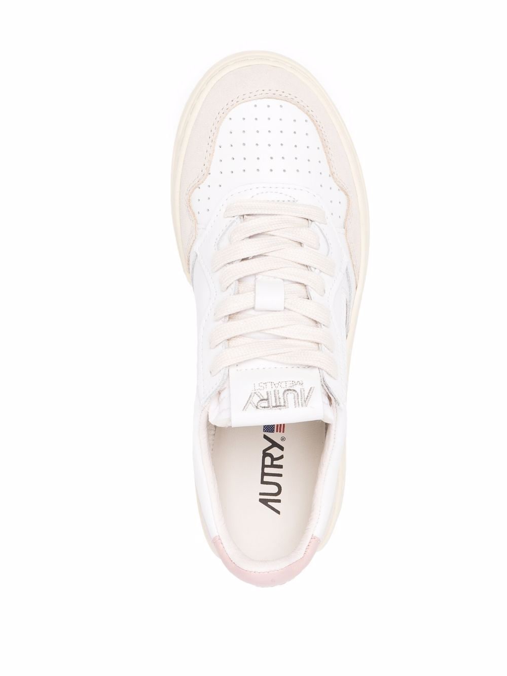 Autry Sneakers 'Medalist' in pelle di vitello bianca e rosa, view 2