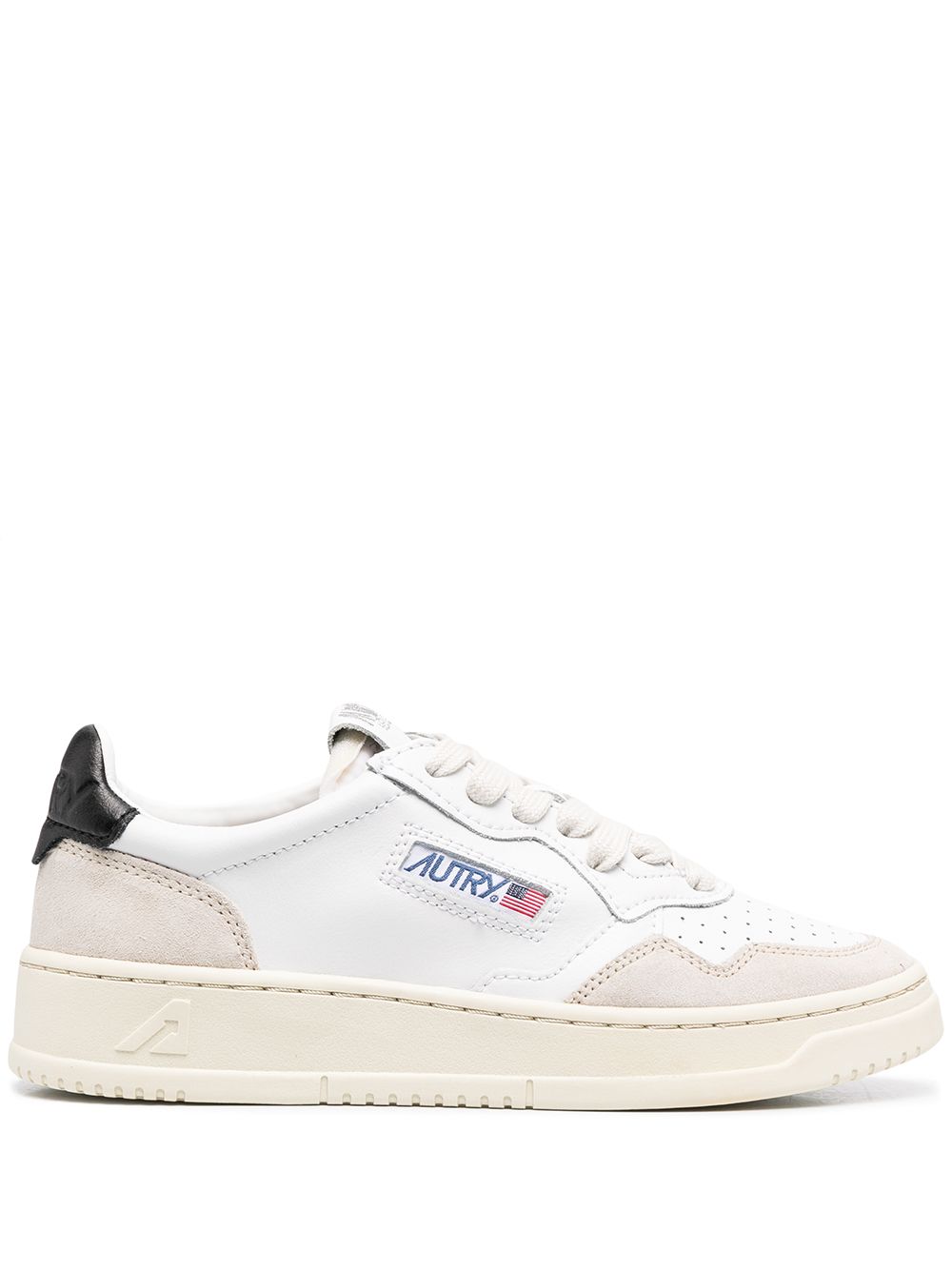 Autry Sneakers 'Medalist Low' in pelle bianca con tallone nero