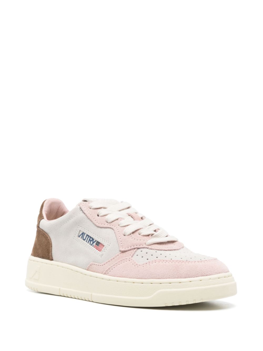 Autry Sneakers Medalist rosa e marrone con camoscio, view 2