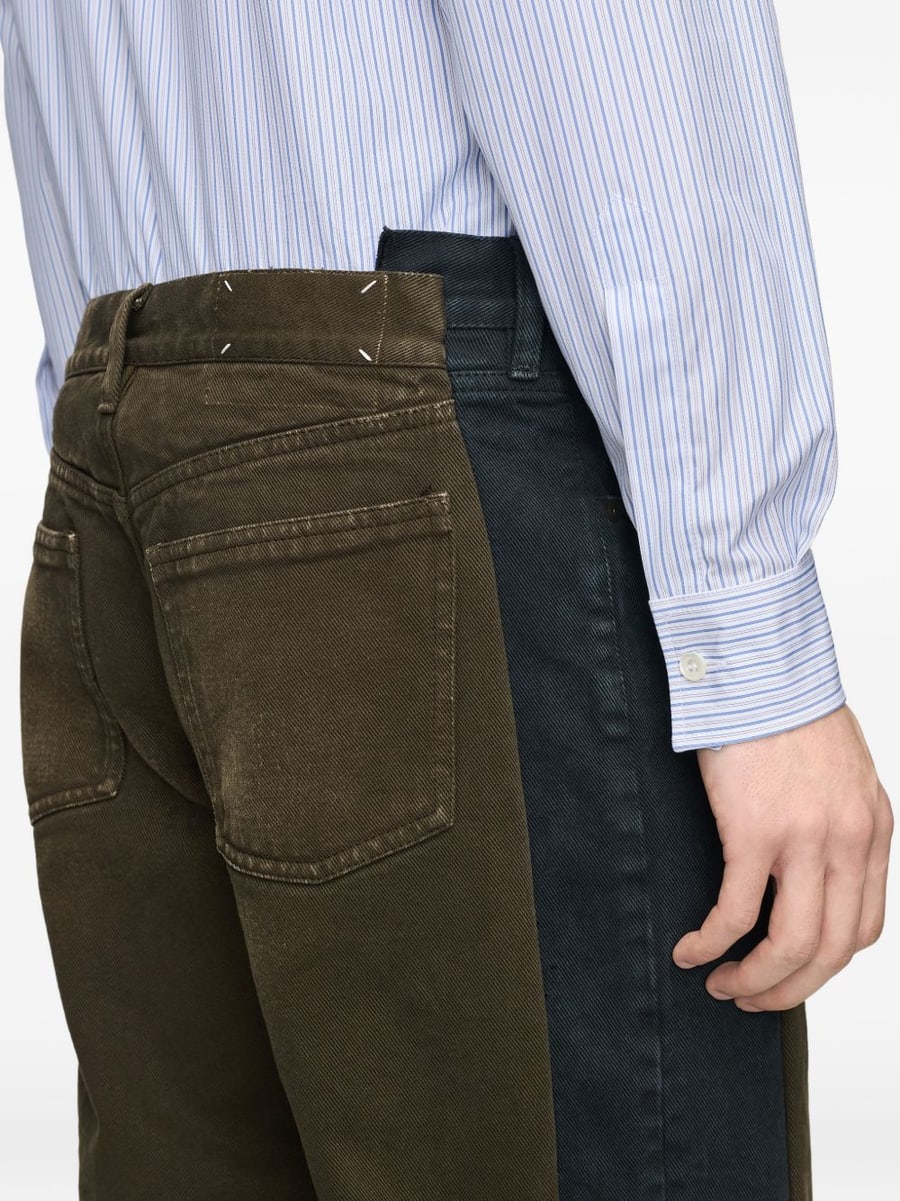 Maison Margiela Jeans lunghi a due strati blu e marrone, view 3