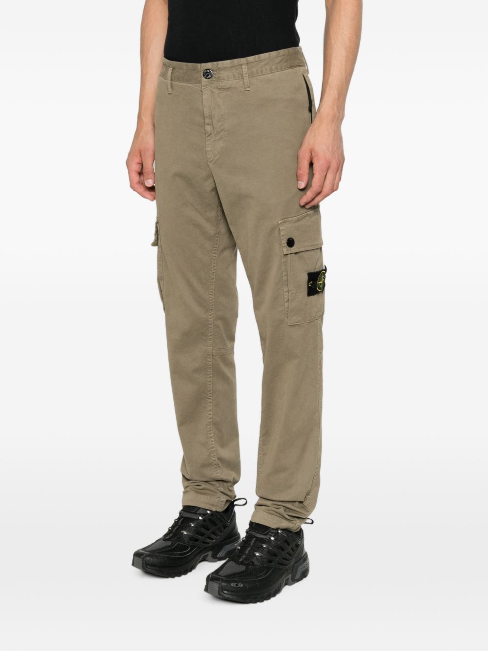 Stone Island Pantaloni sportivi uomo marroni in cotone con tasche cargo, view 2