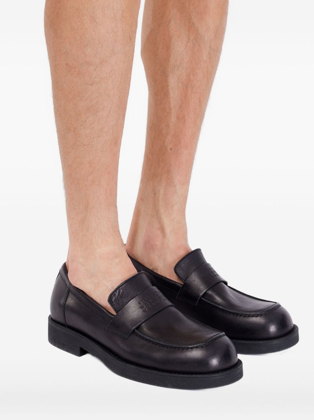 MM6 Maison Margiela Mocassino uomo nero in pelle opaca, view 2