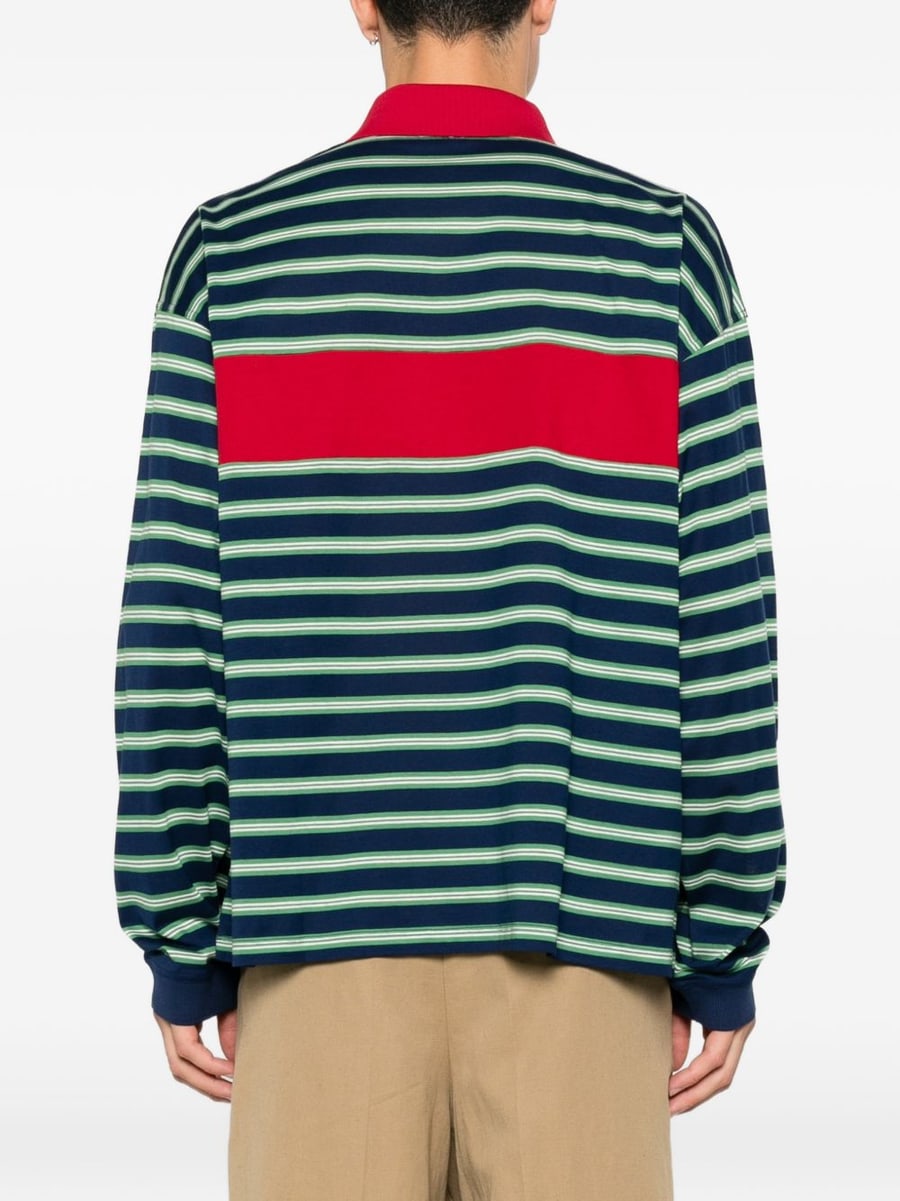 Versace Polo in cotone a righe con logo, view 2