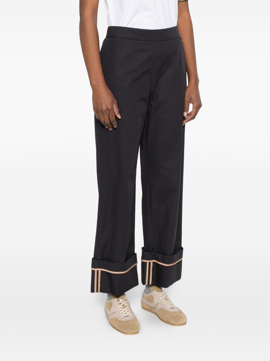 Herno Pantaloni in cotone blu con rovescia, view 5