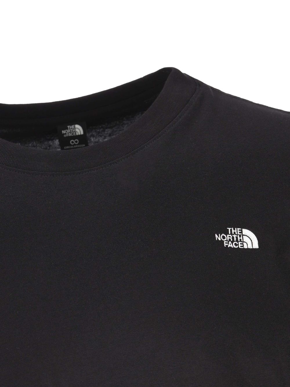 The North Face T-shirt girocollo a maniche corte nera con logo bianco, view 2