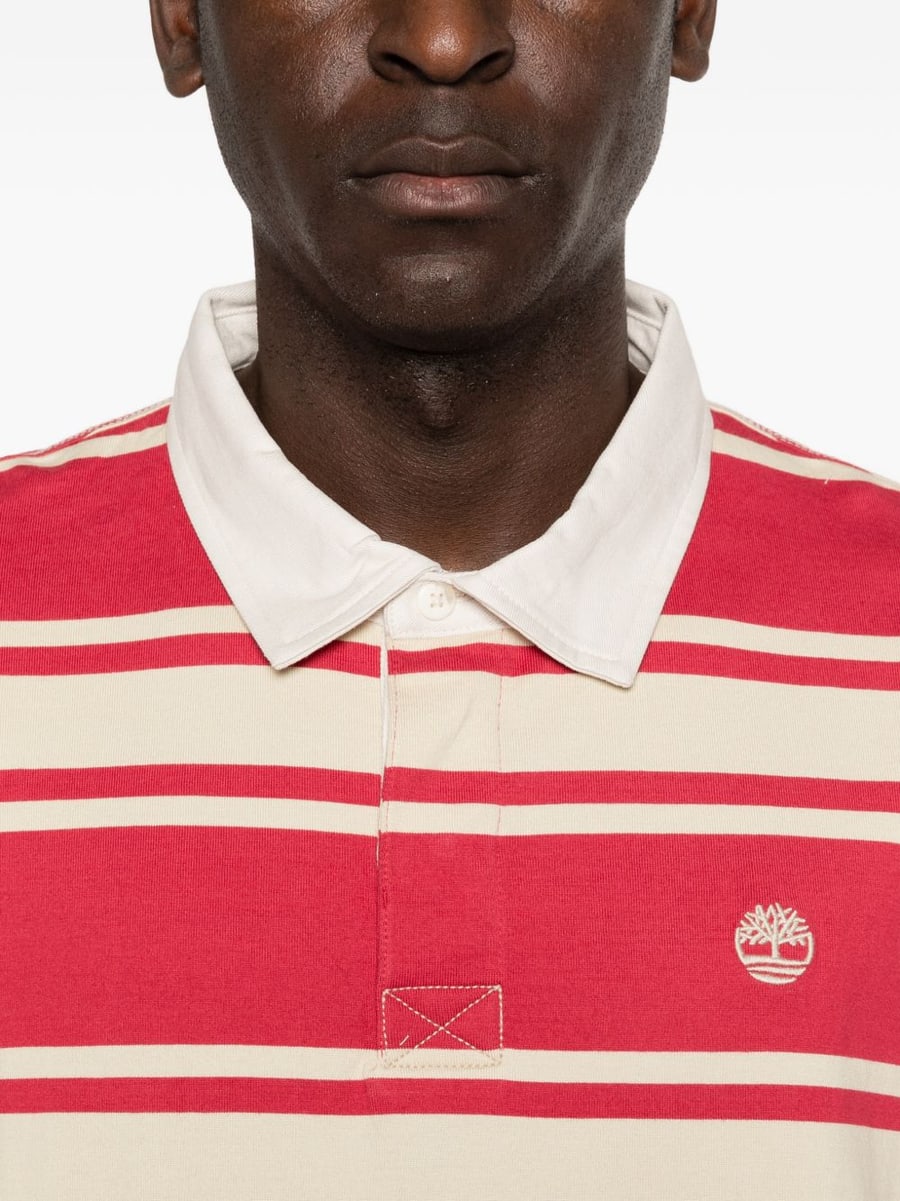 TIMBERLAND Polo rossa a righe con logo, view 2