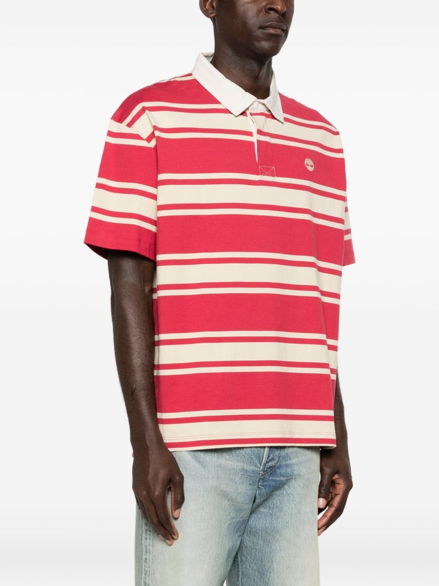 TIMBERLAND Polo rossa a righe con logo, view 4