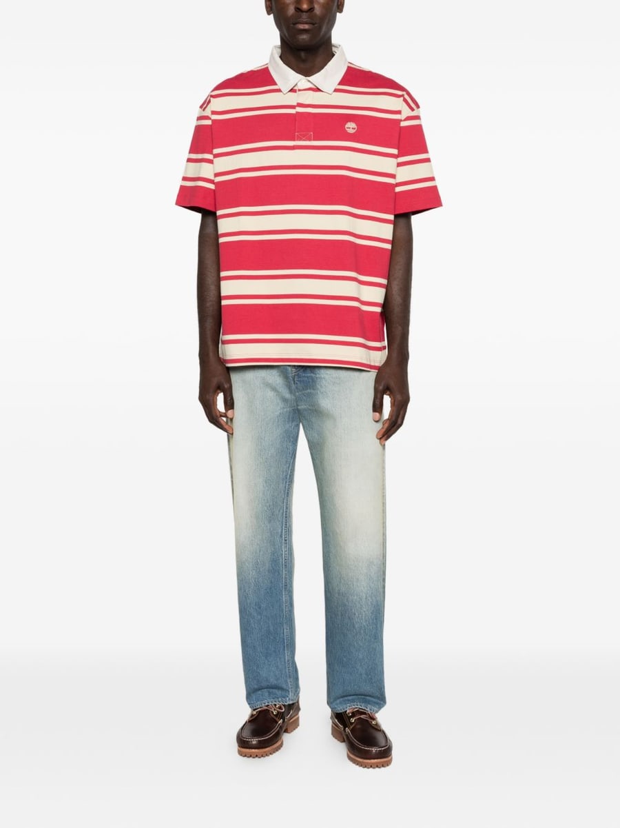 TIMBERLAND Polo rossa a righe con logo, view 5