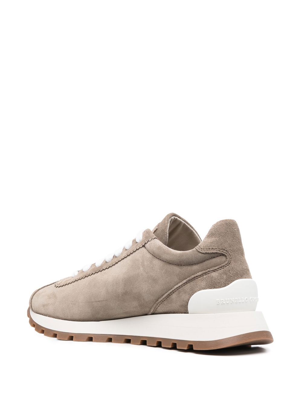Brunello Cucinelli Sneakers in pelle color tortora con suola grip, view 2