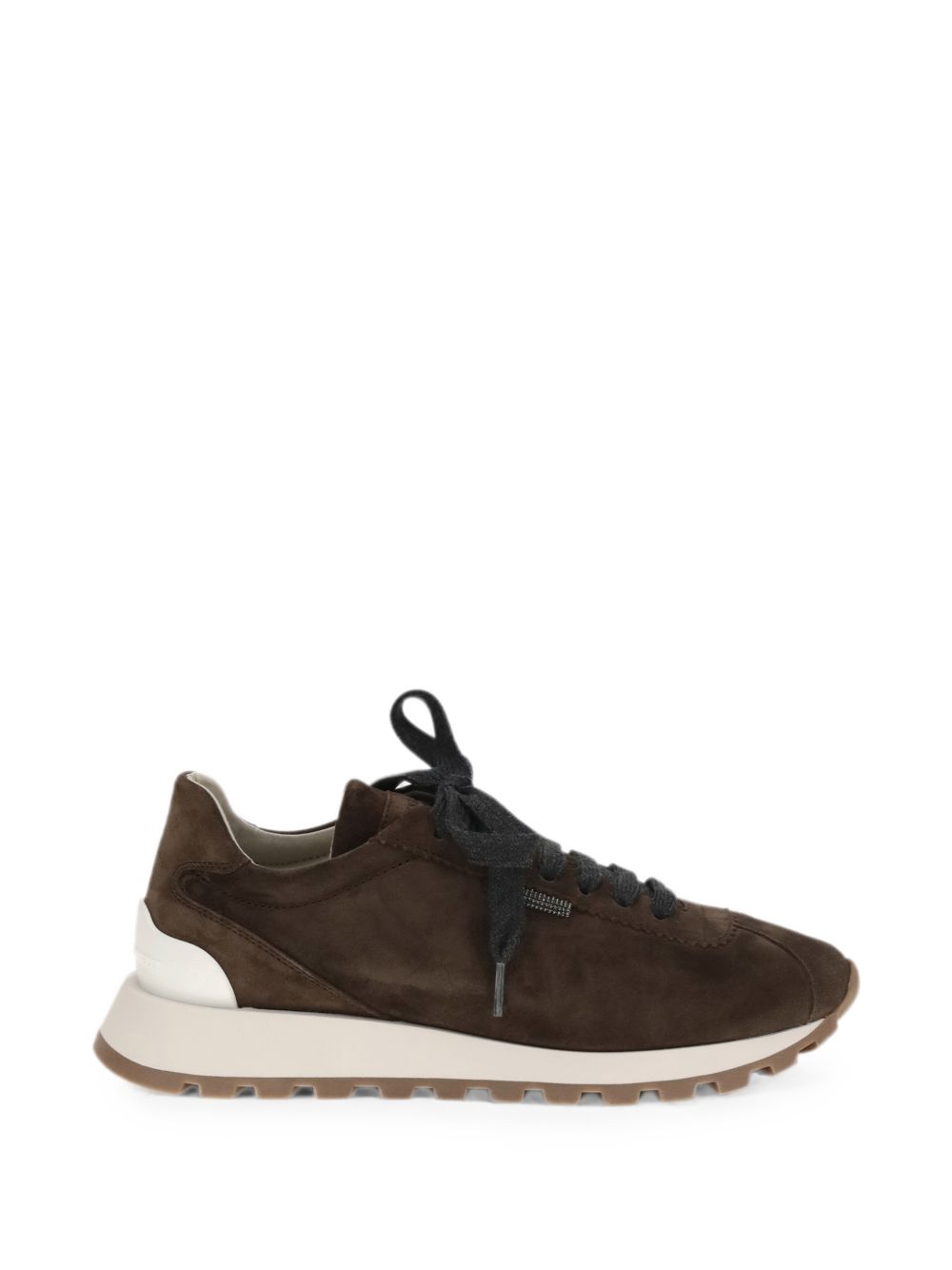 Brunello Cucinelli Sneakers in pelle marrone scuro con suola grip