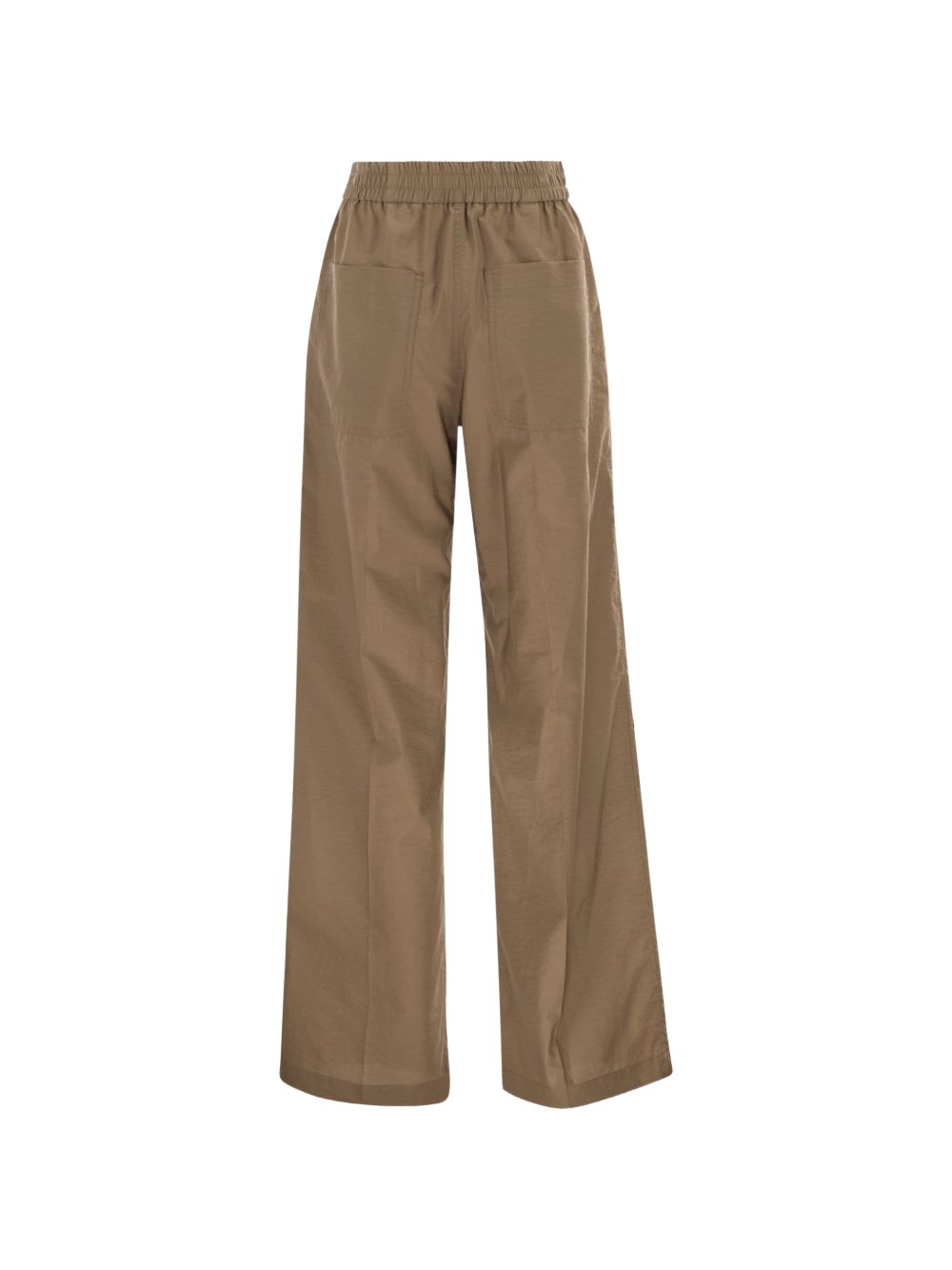 Brunello Cucinelli Pantaloni in cotone marrone con vita elastica, view 2